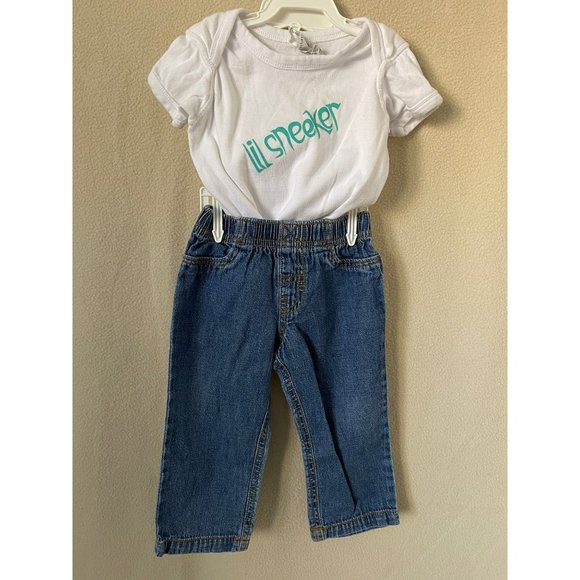 Cat & Jack Striped Single, Lil' Sneaker Single & Cat & Jack Jean Pants 3-Pc Set - Picture 6 of 11